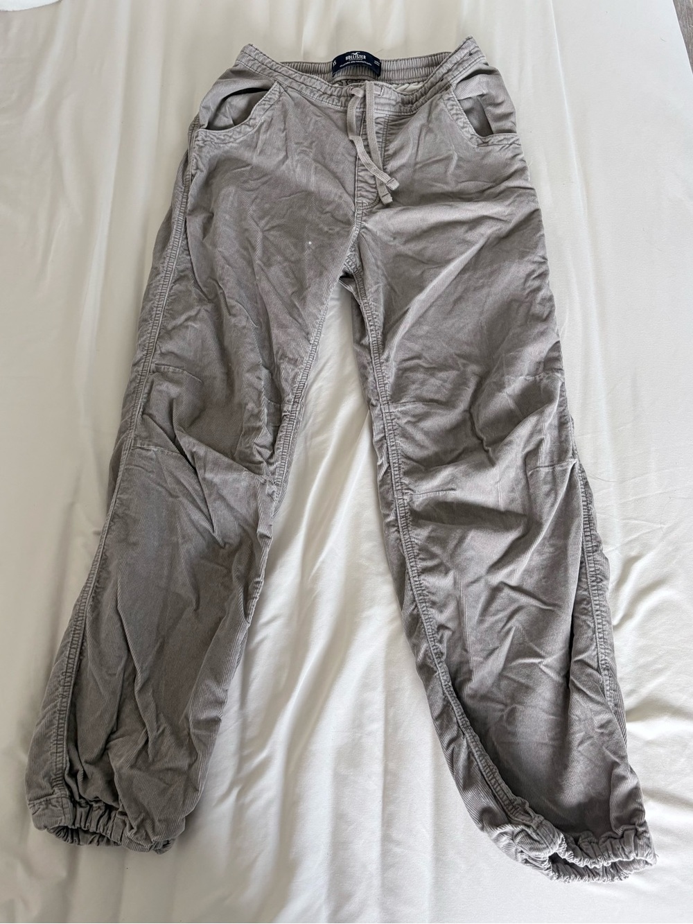 Hollister Corduroy Parachute Pants - Light Beige Gray